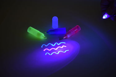 Blacklight Reactive Invisible UV Ink Marker Pen Large 3 Section Blue Red Yellow